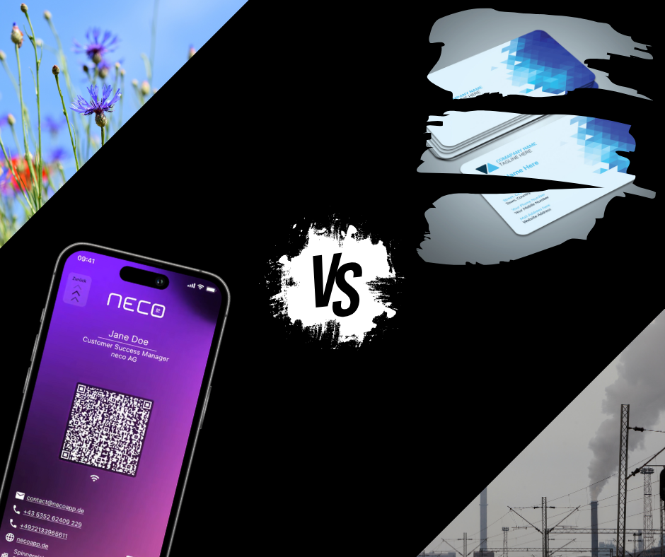 CO2 Vergleich digitale Visitenkarte und Papiervisitenkarte