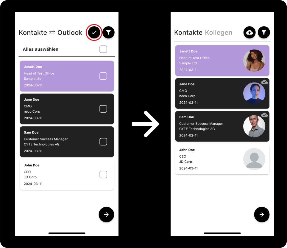 Contact selection interface